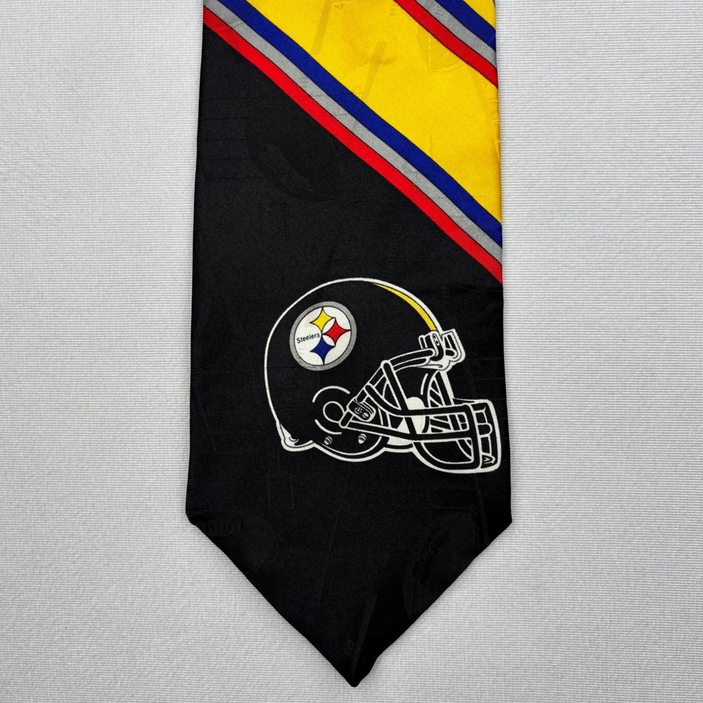 Vintage 1996 Pittsburgh Steelers Tie Mens Silk Team NFL Football Helmet USA Made